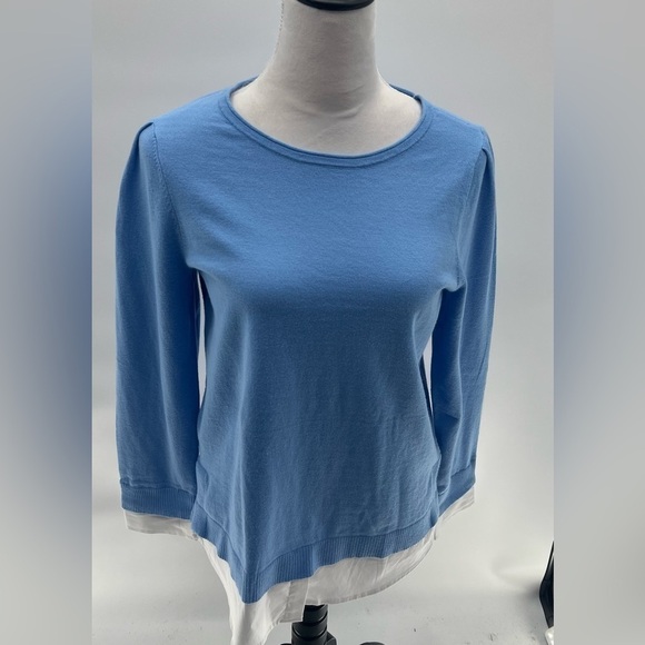 Chico's Woven Shirt Detail Knit Sweater Sz 0 (S) - Picture 8 of 10